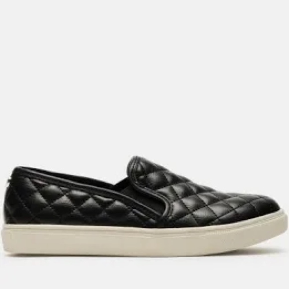 Steve Madden Women's Ecentrcq Quilted Slip-on Leather Women’s Black Sneaker